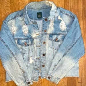 Distressed jean jacket